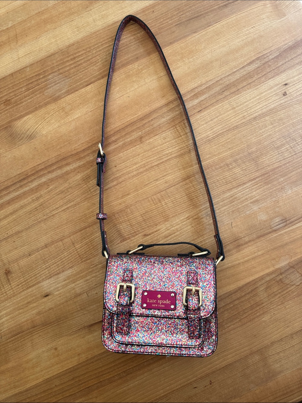kate spade Multicolor Glitter Small Flap Crossbody Bag